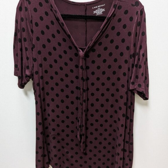 Lane Bryant Burgundy/Black Spotted Blouse - Picture 1 of 2